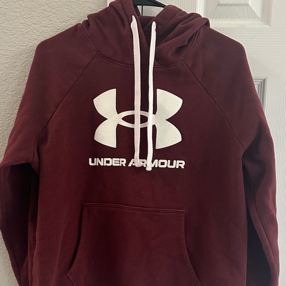 Under Armour Burgundy Hoodie with White Logo